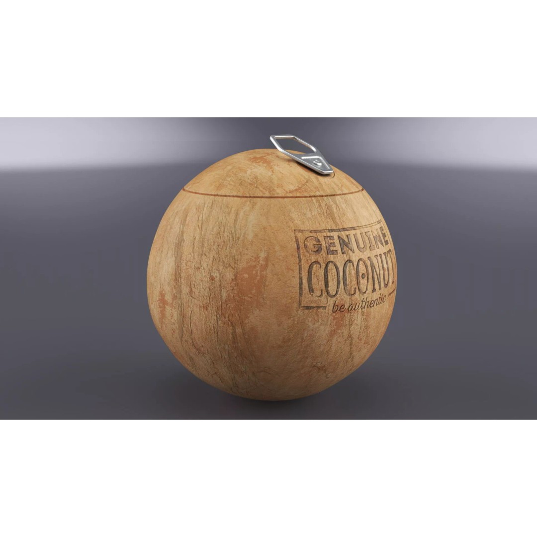 Genuine Coconut 3D Model – Realistic Beverage Packaging with Pull Tab - View 5
