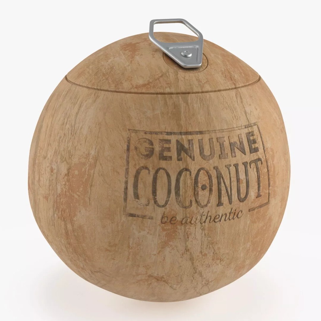 Genuine Coconut 3D Model – Realistic Beverage Packaging with Pull Tab - View 8
