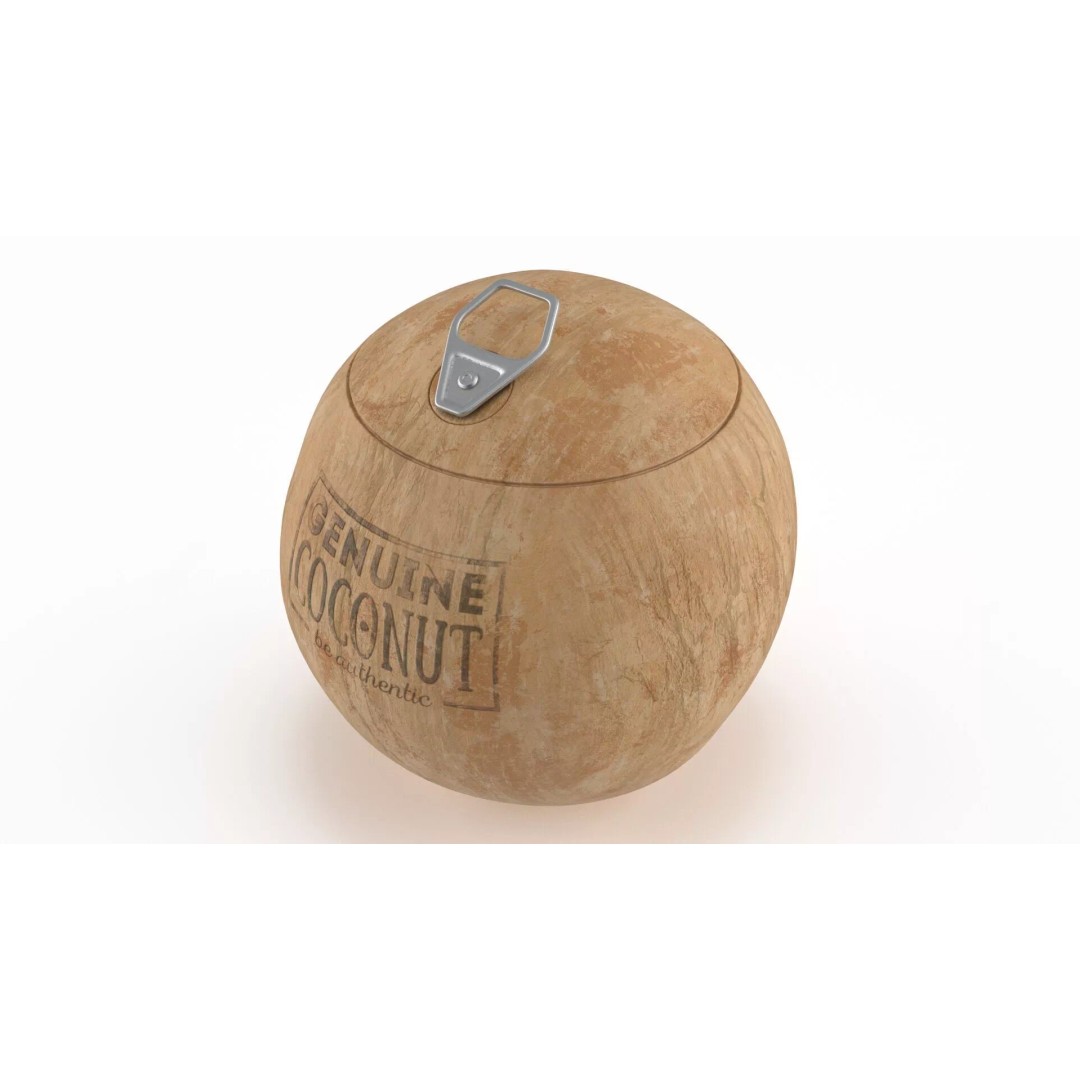 Genuine Coconut 3D Model – Realistic Beverage Packaging with Pull Tab - View 9