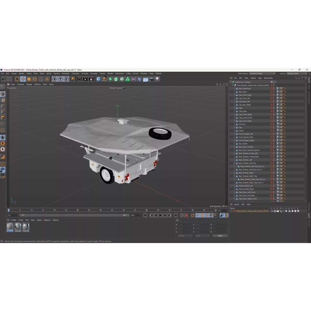 Field Kitchen Trailer 3D Model – Versatile Outdoor Cooking Unit, FBX