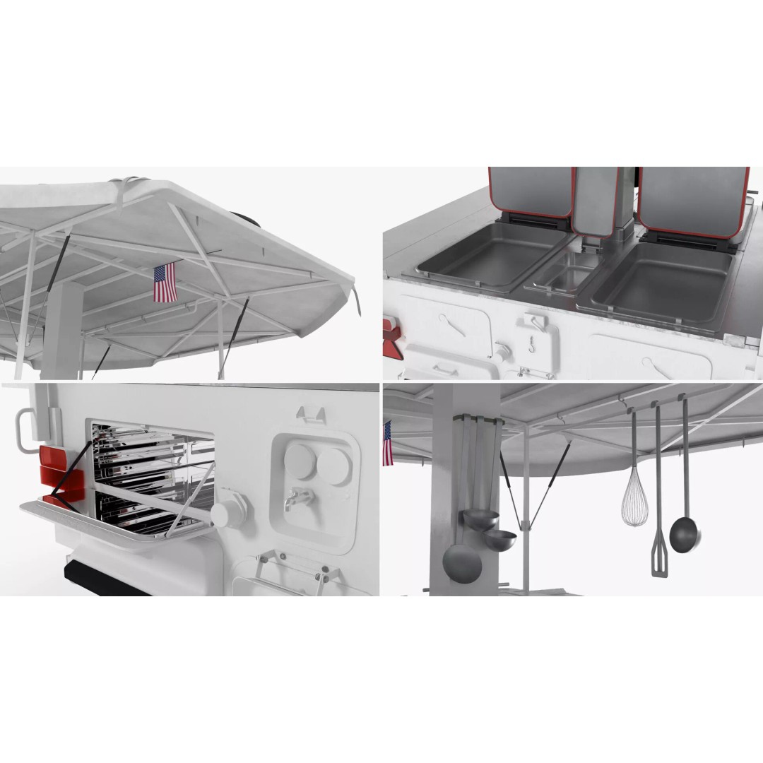 Field Kitchen Trailer 3D Model – Versatile Outdoor Cooking Unit, FBX - View 11