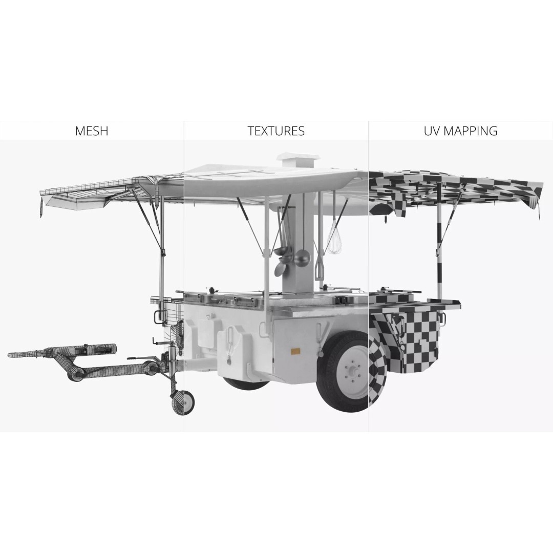 Field Kitchen Trailer 3D Model – Versatile Outdoor Cooking Unit, FBX - View 12