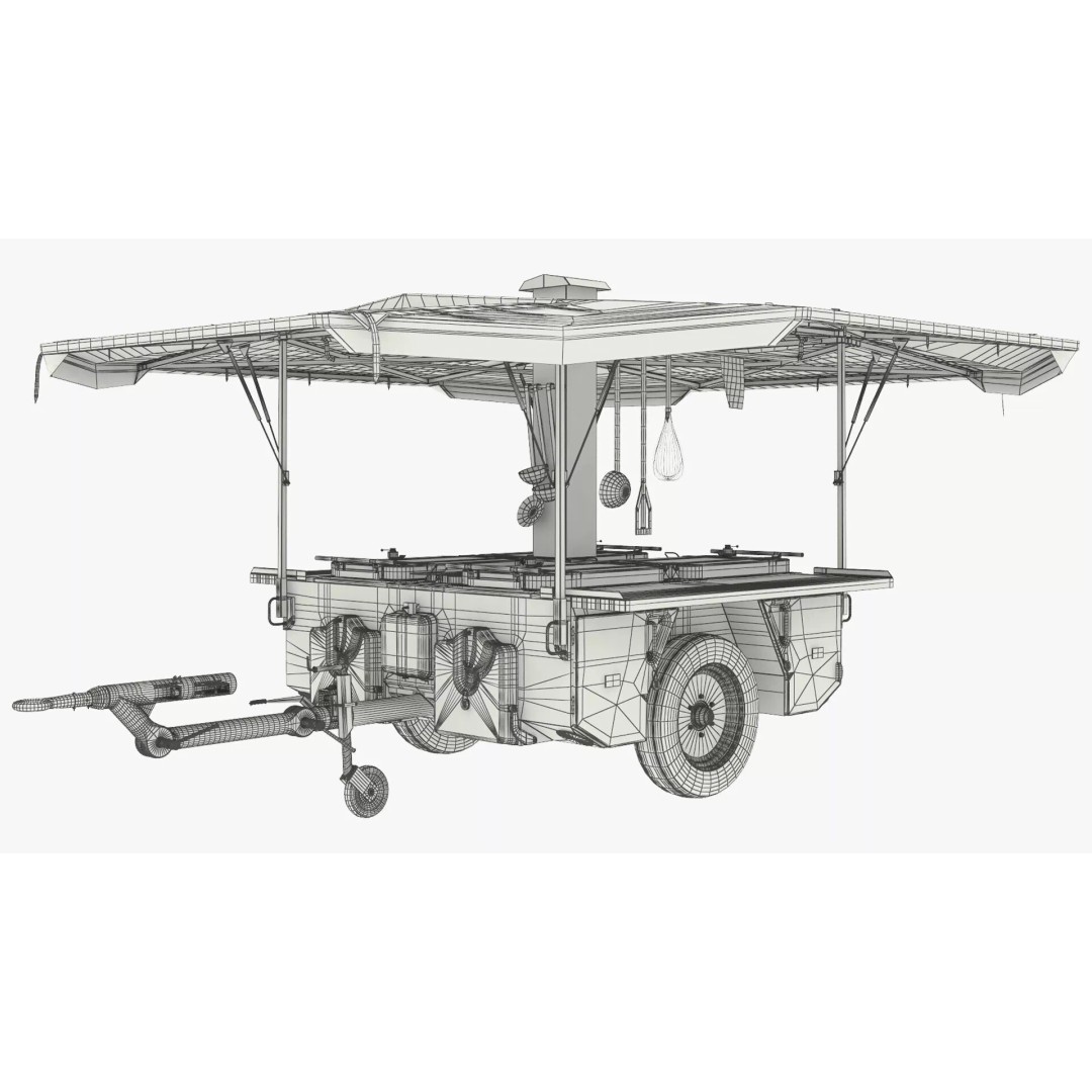Field Kitchen Trailer 3D Model – Versatile Outdoor Cooking Unit, FBX - View 14