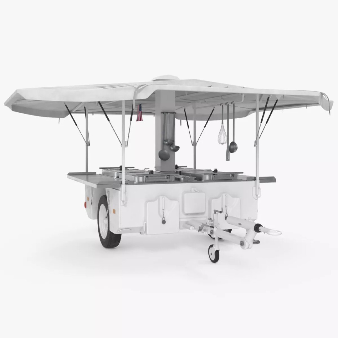 Field Kitchen Trailer 3D Model – Versatile Outdoor Cooking Unit, FBX - View 2