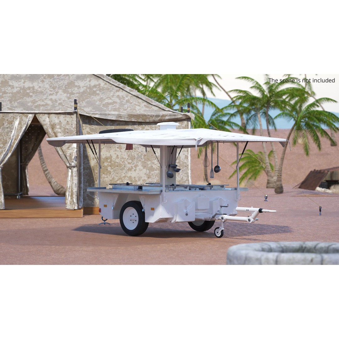Field Kitchen Trailer 3D Model – Versatile Outdoor Cooking Unit, FBX - View 3