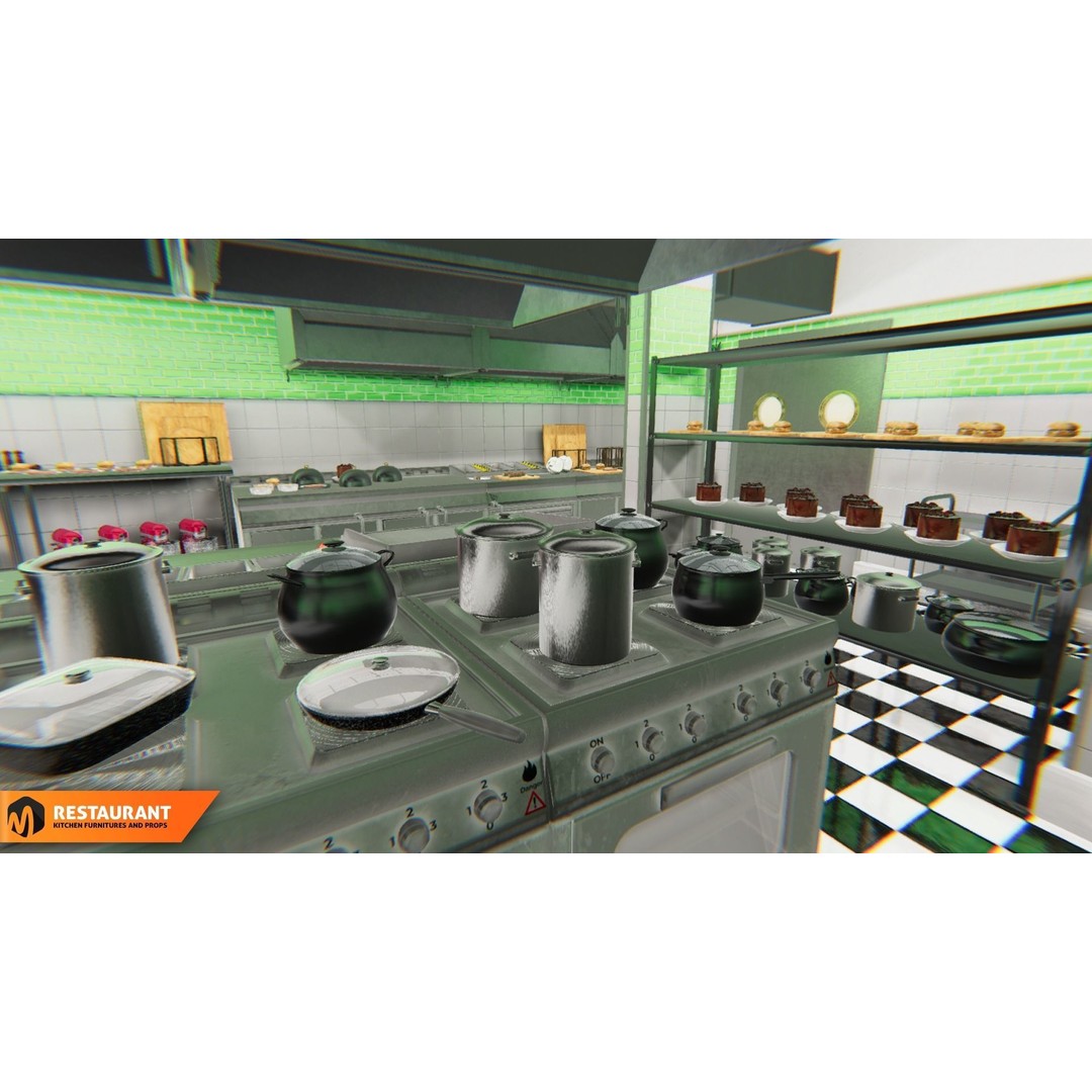 Restaurant Kitchen 3D Model – Interior Props and Equipment, PBR - View 12