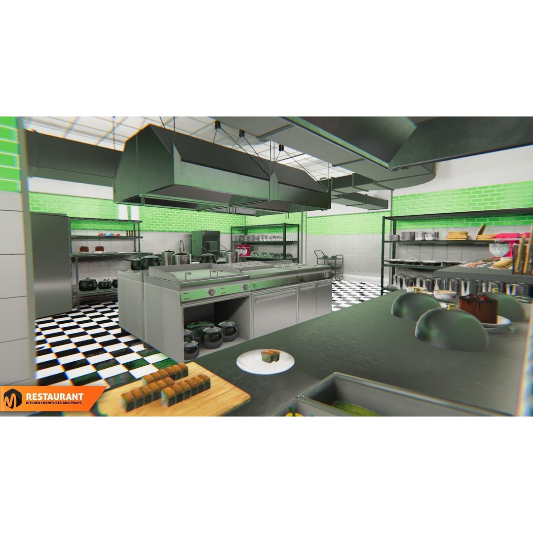 Restaurant Kitchen 3D Model – Interior Props and Equipment, PBR - View 14