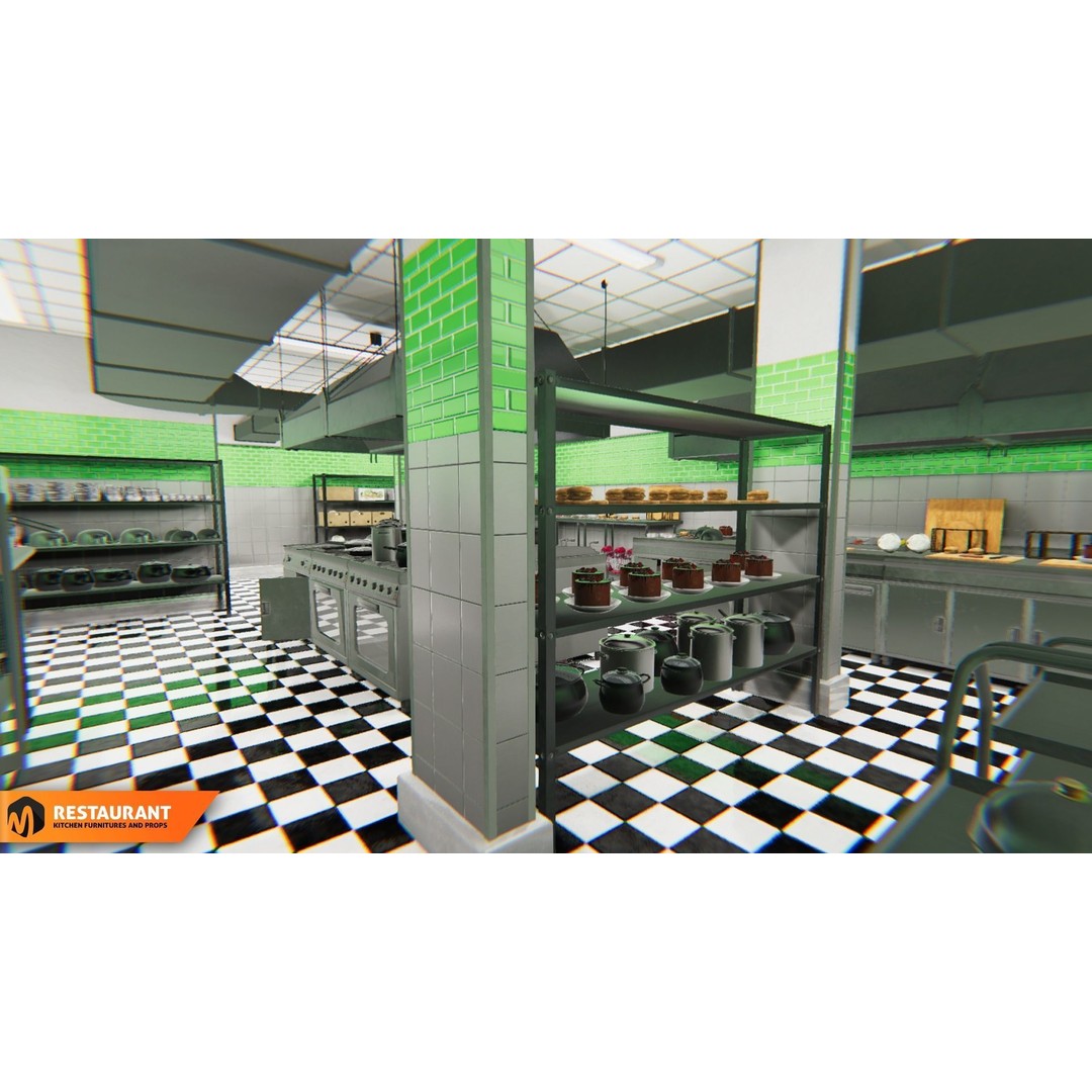 Restaurant Kitchen 3D Model – Interior Props and Equipment, PBR - View 15