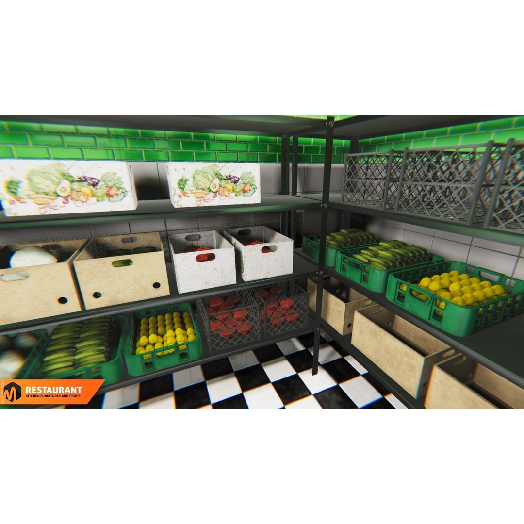 Restaurant Kitchen 3D Model – Interior Props and Equipment, PBR - View 4