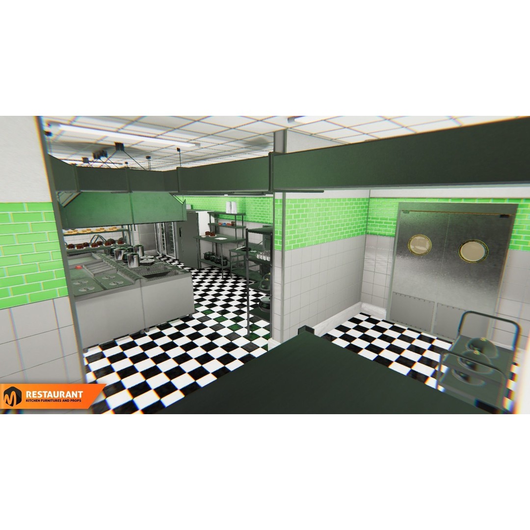 Restaurant Kitchen 3D Model – Interior Props and Equipment, PBR - View 5