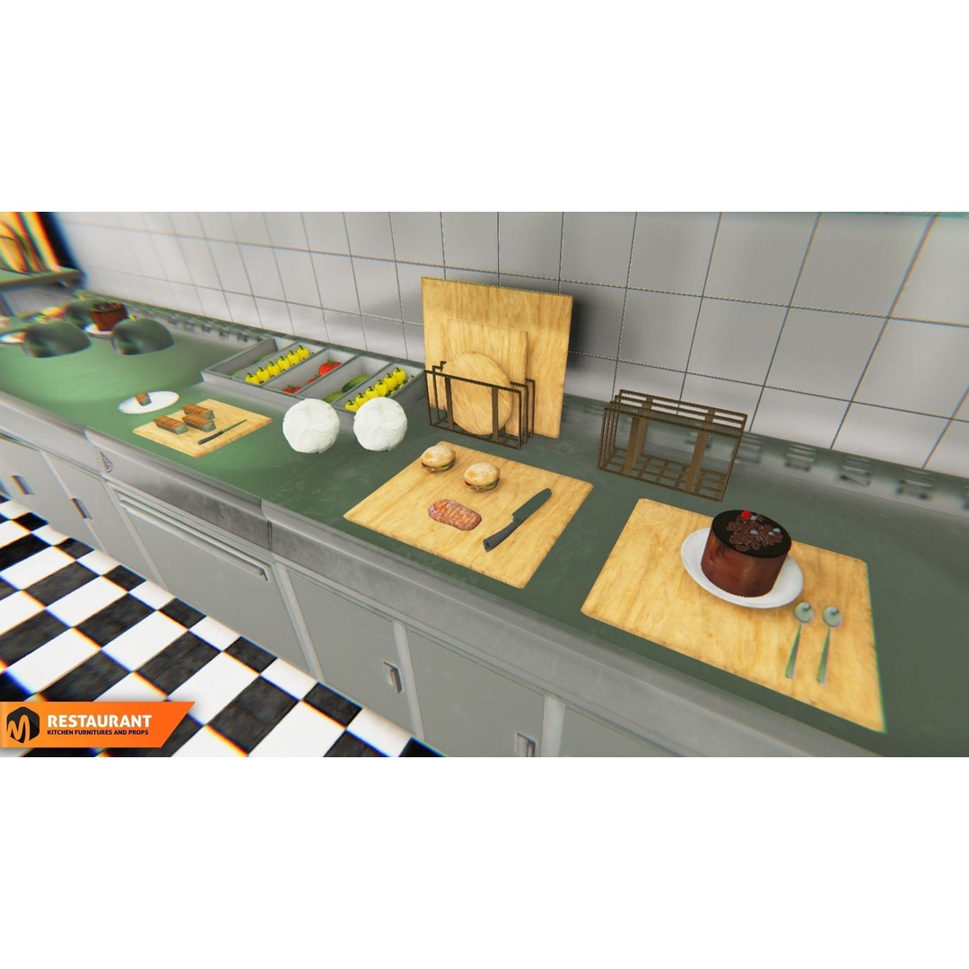 Restaurant Kitchen 3D Model – Interior Props and Equipment, PBR - View 7