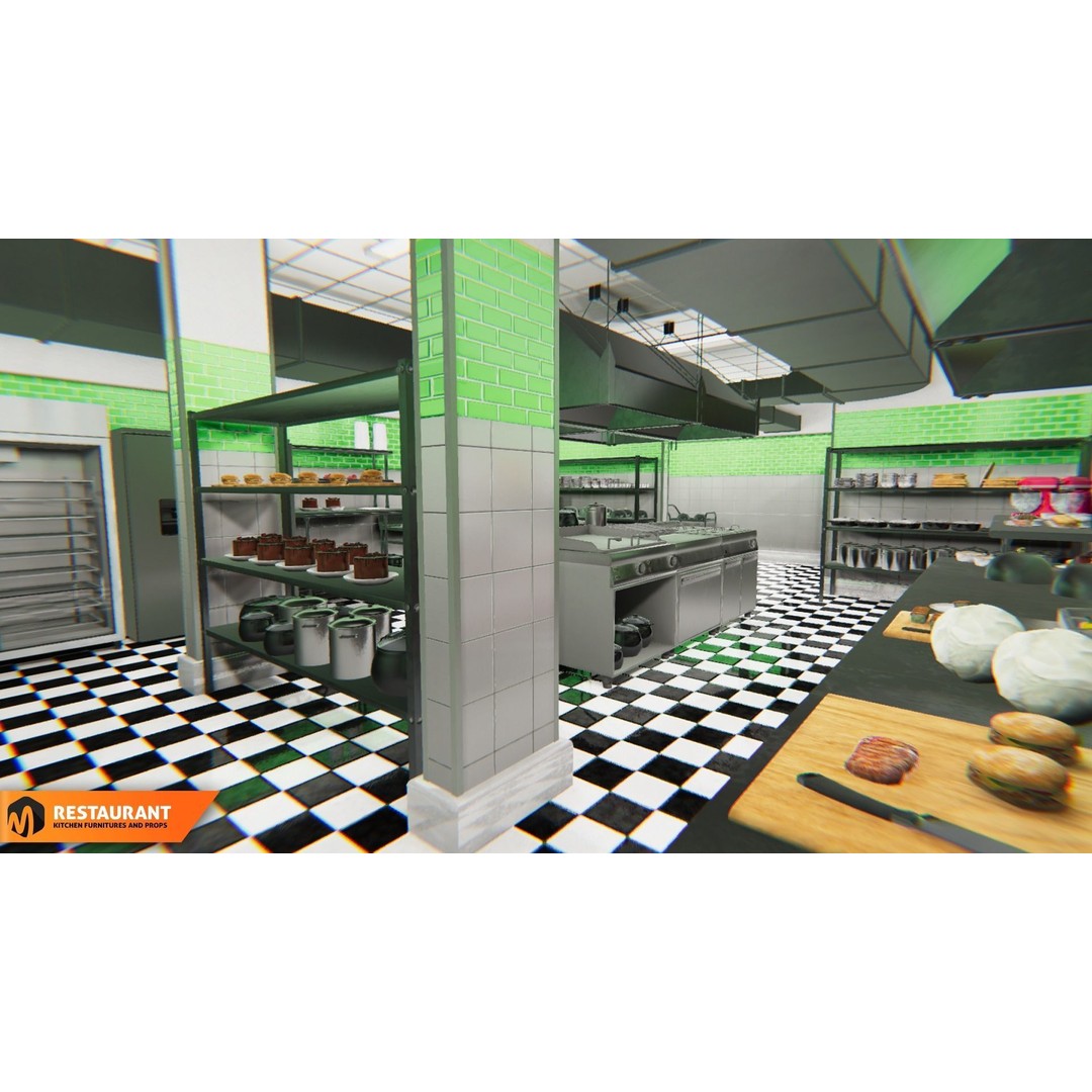 Restaurant Kitchen 3D Model – Interior Props and Equipment, PBR - View 8