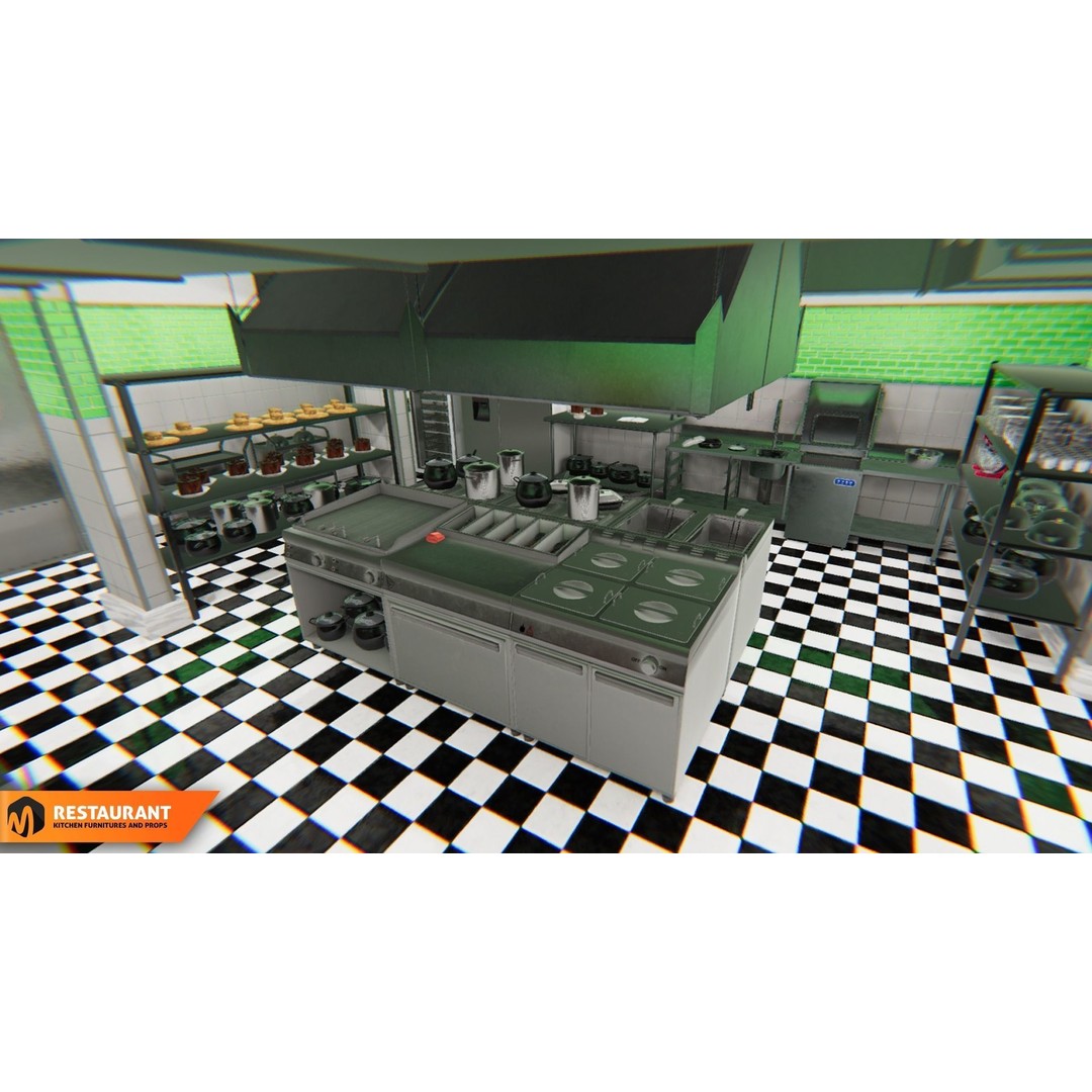 Restaurant Kitchen 3D Model – Interior Props and Equipment, PBR - View 9