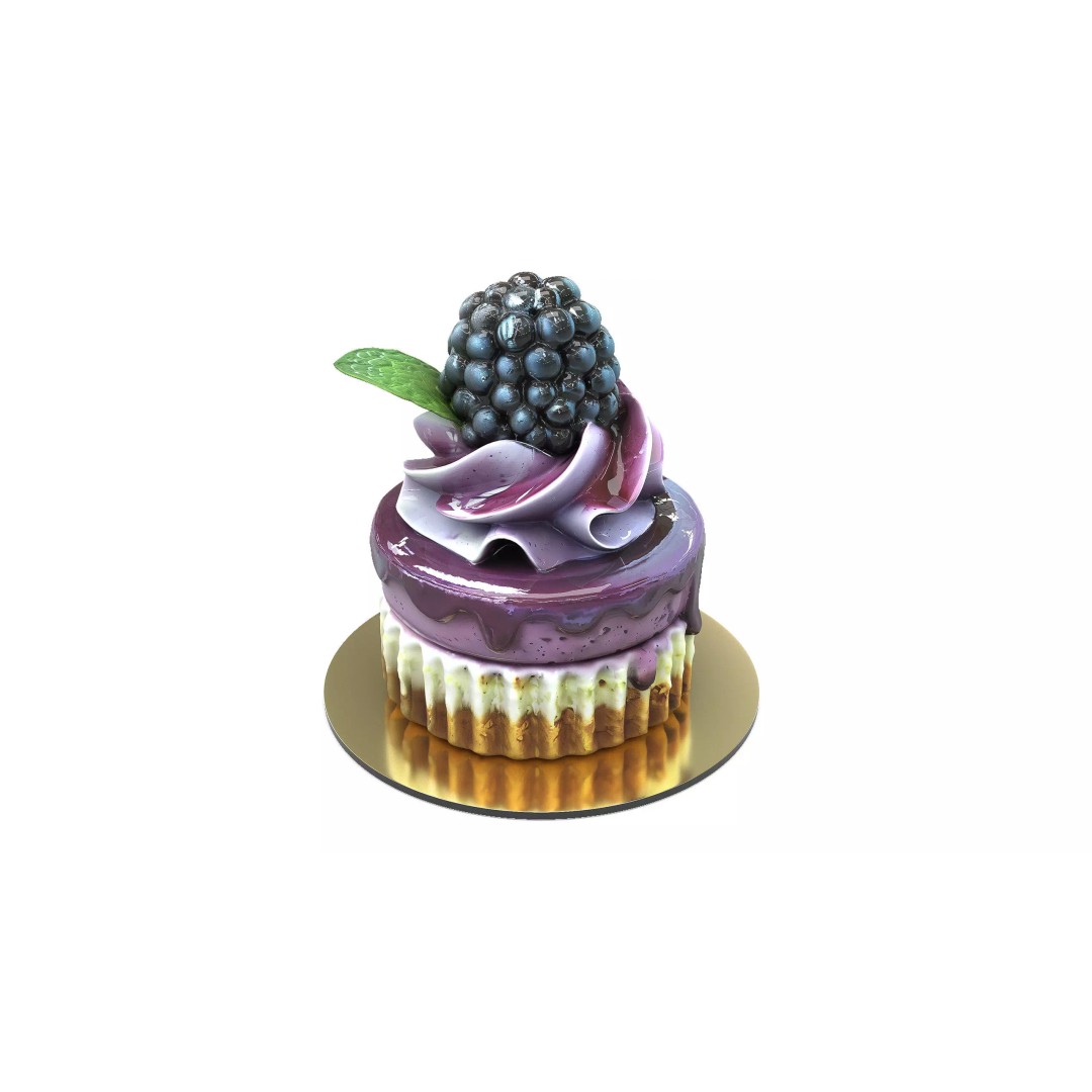 Blackberry Cake 3D Model – Low Poly PBR Asset, FBX, OBJ - View 2