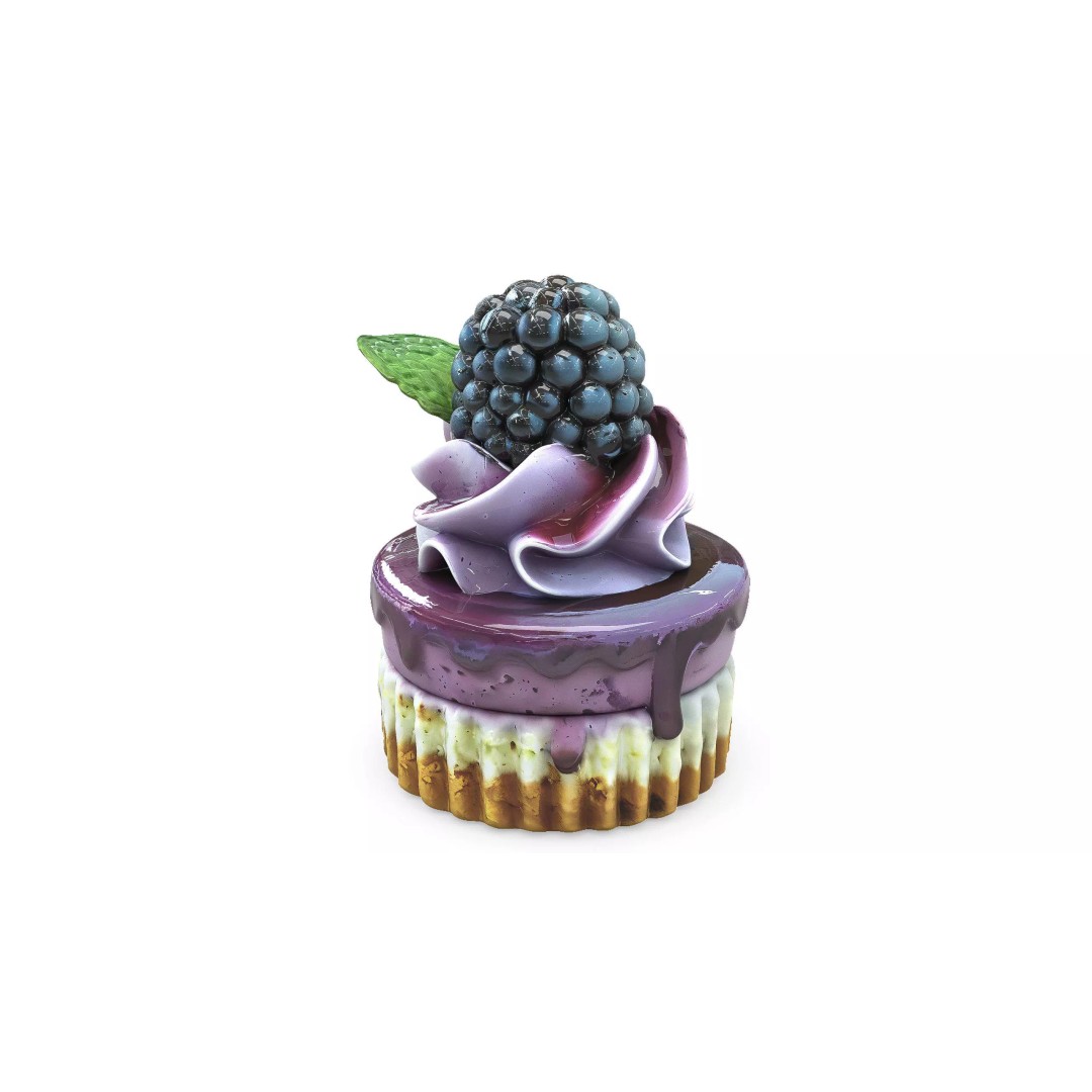 Blackberry Cake 3D Model – Low Poly PBR Asset, FBX, OBJ - View 5