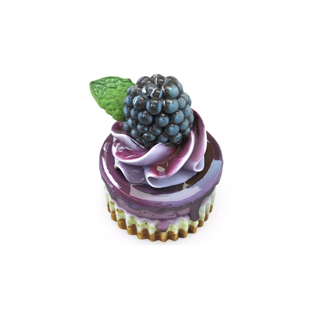 Blackberry Cake 3D Model – Low Poly PBR Asset, FBX, OBJ - View 6