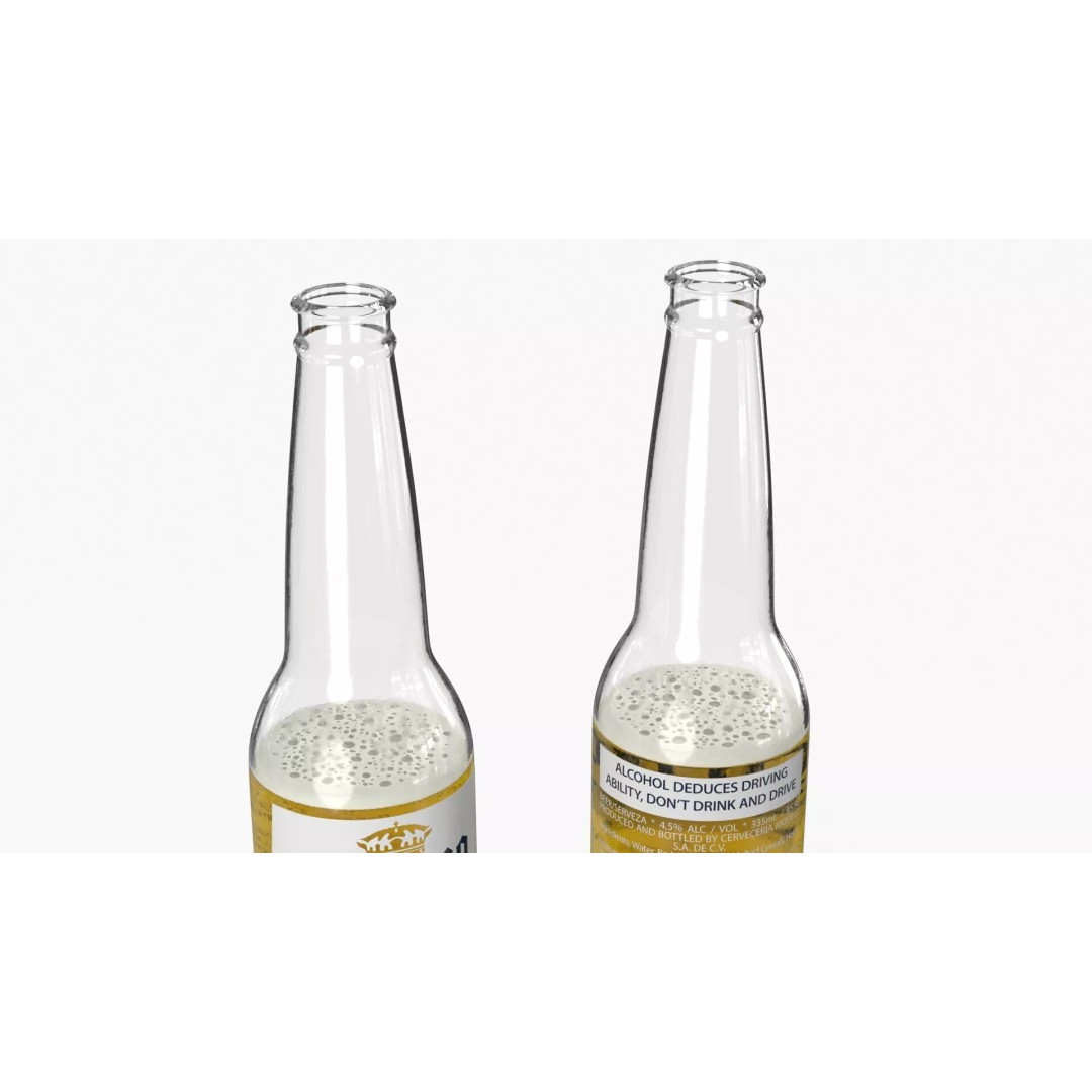 Not Full Corona Beer Bottle 3D Model – Realistic Beverage Asset, FBX - View 7