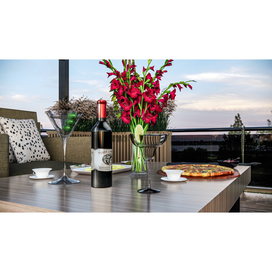 Rooftop Pergola Lounge 3D Model – Modern Design with Realistic Details, FBX, OBJ - View 11