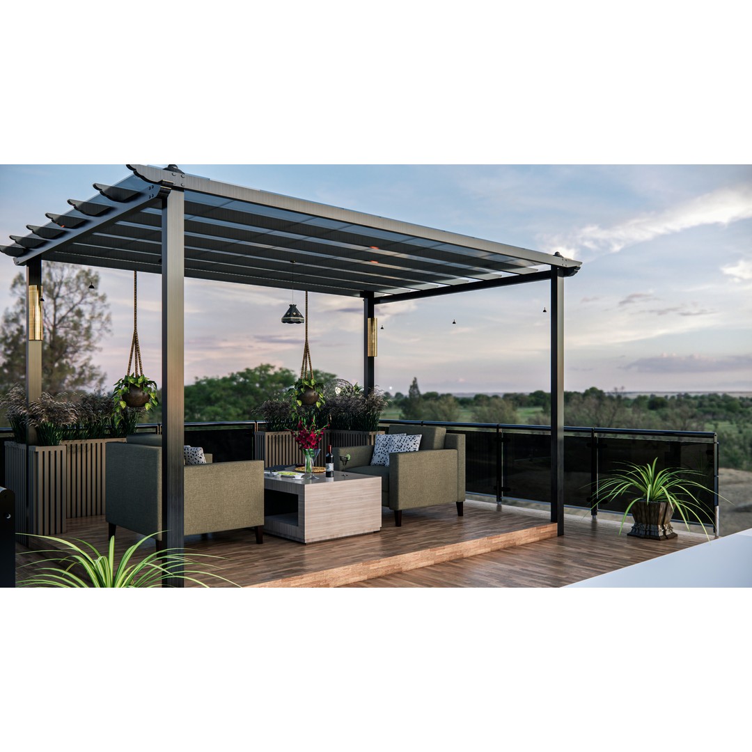 Rooftop Pergola Lounge 3D Model – Modern Design with Realistic Details, FBX, OBJ - View 12