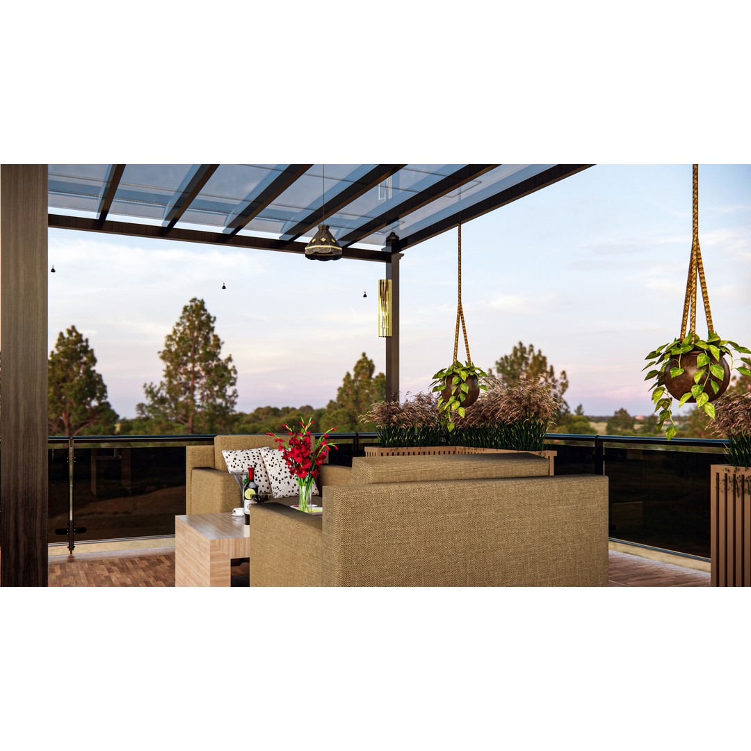 Rooftop Pergola Lounge 3D Model – Modern Design with Realistic Details, FBX, OBJ - View 13