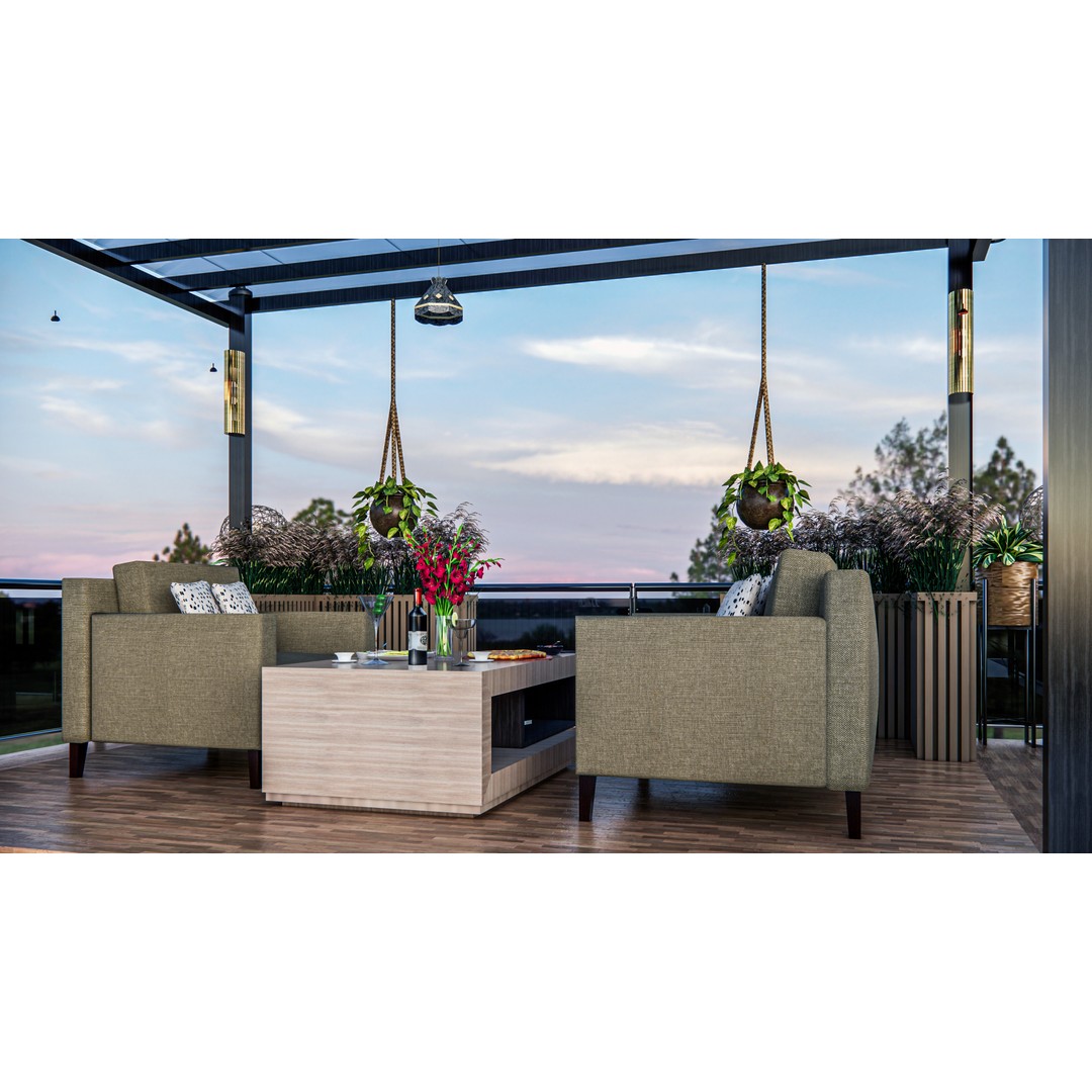 Rooftop Pergola Lounge 3D Model – Modern Design with Realistic Details, FBX, OBJ - View 14
