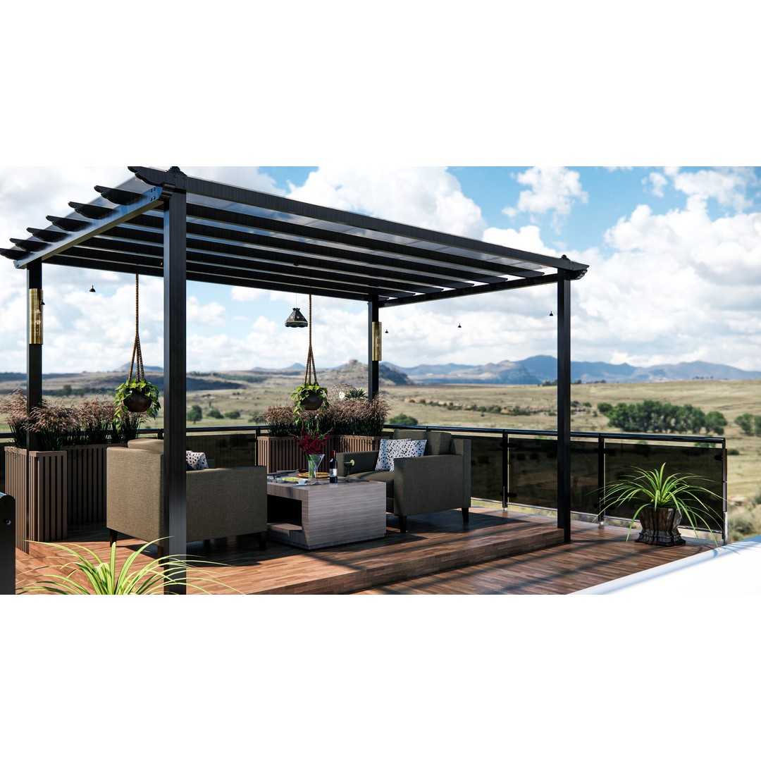 Rooftop Pergola Lounge 3D Model – Modern Design with Realistic Details, FBX, OBJ - View 15