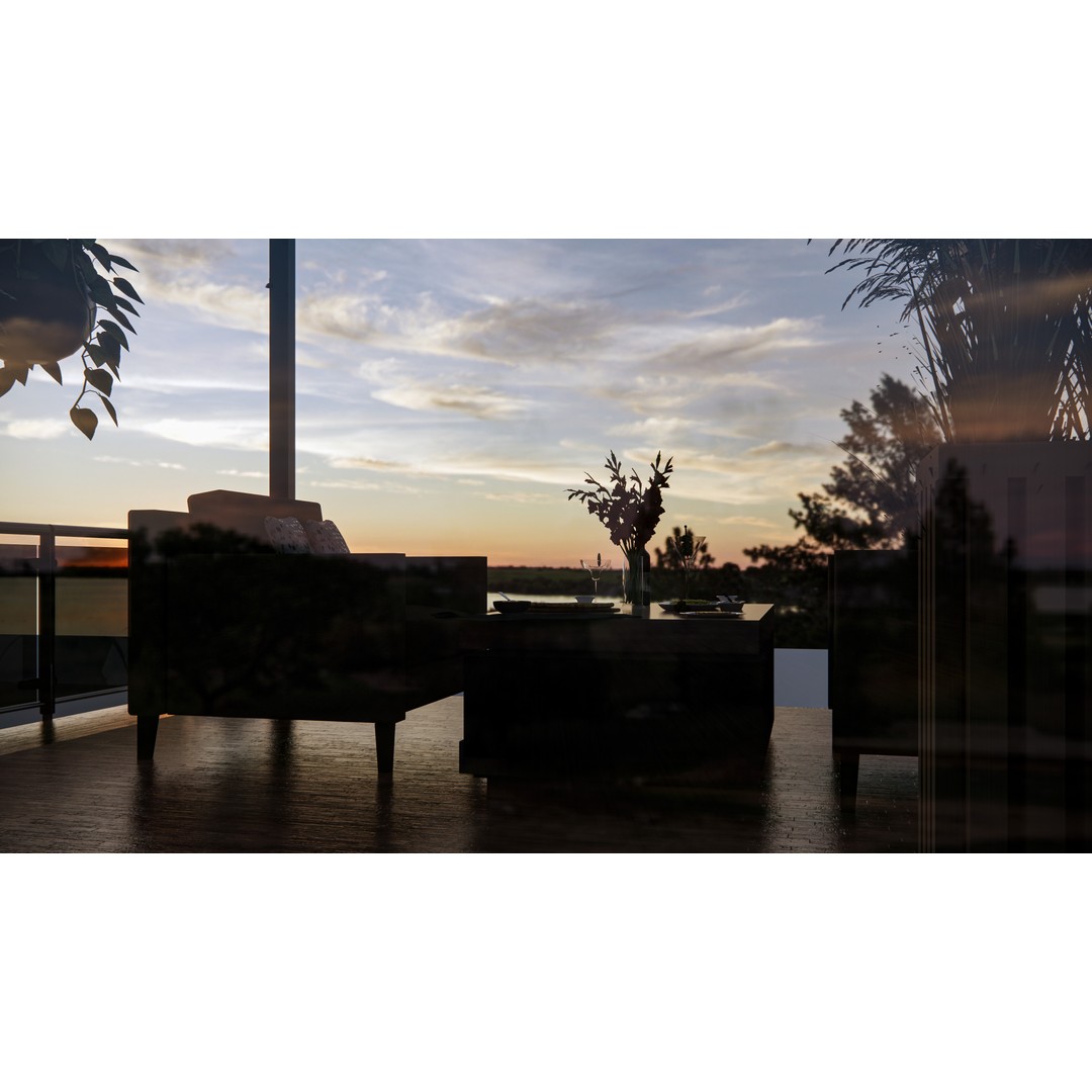Rooftop Pergola Lounge 3D Model – Modern Design with Realistic Details, FBX, OBJ - View 16