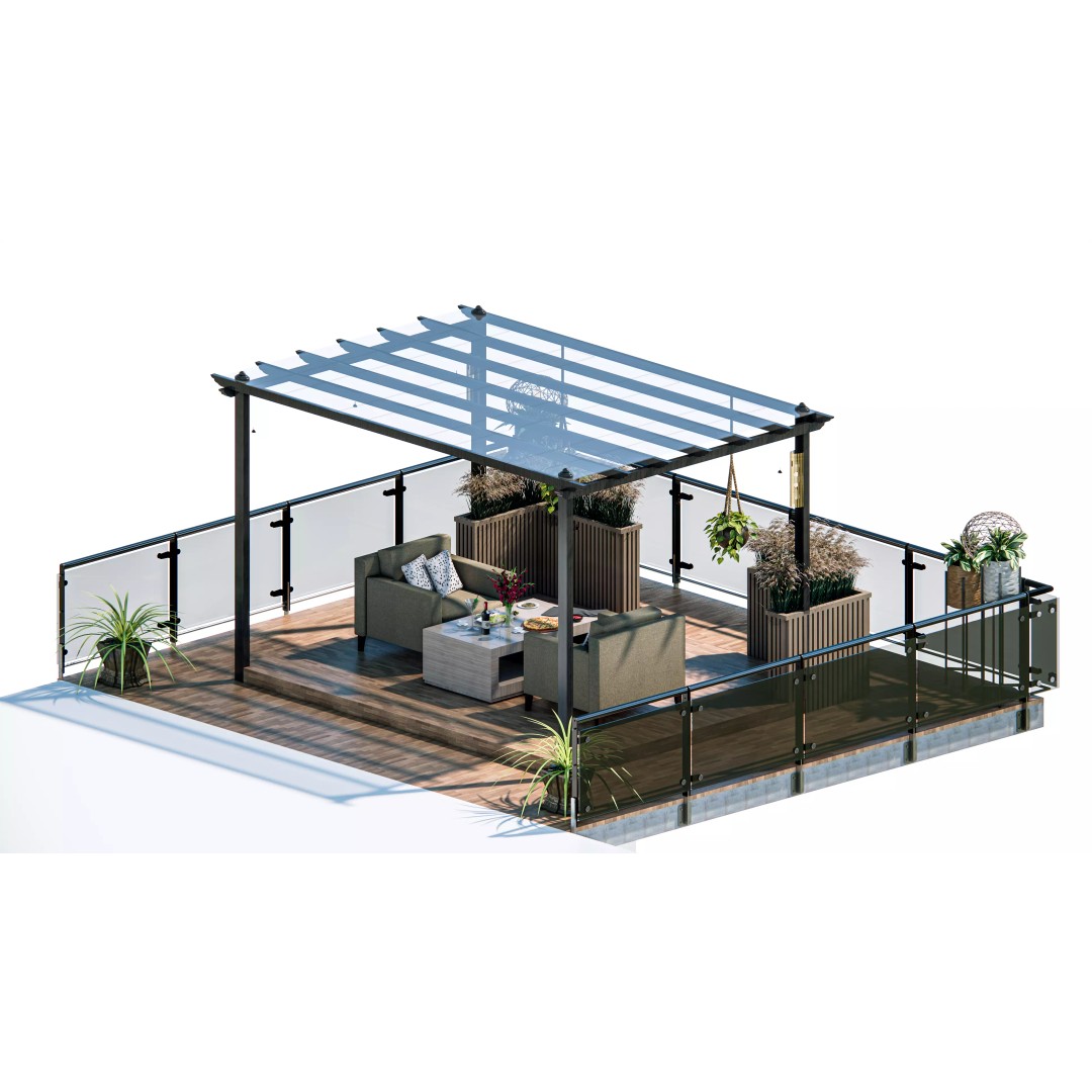 Rooftop Pergola Lounge 3D Model – Modern Design with Realistic Details, FBX, OBJ - View 2