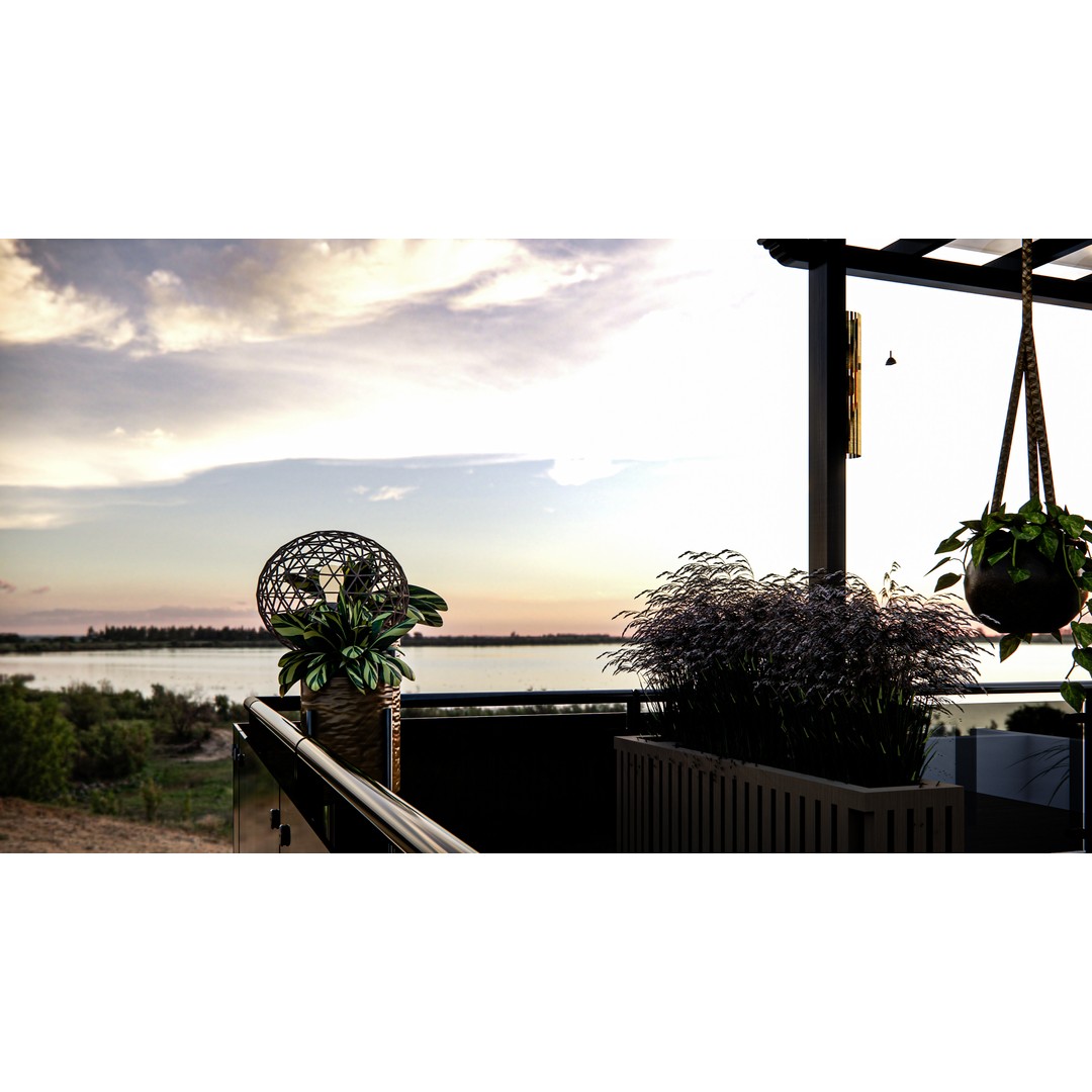 Rooftop Pergola Lounge 3D Model – Modern Design with Realistic Details, FBX, OBJ - View 4