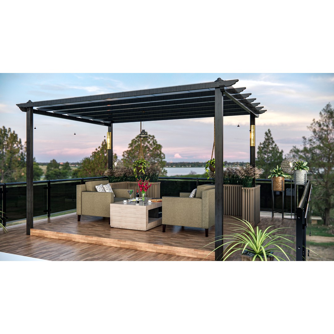 Rooftop Pergola Lounge 3D Model – Modern Design with Realistic Details, FBX, OBJ - View 5