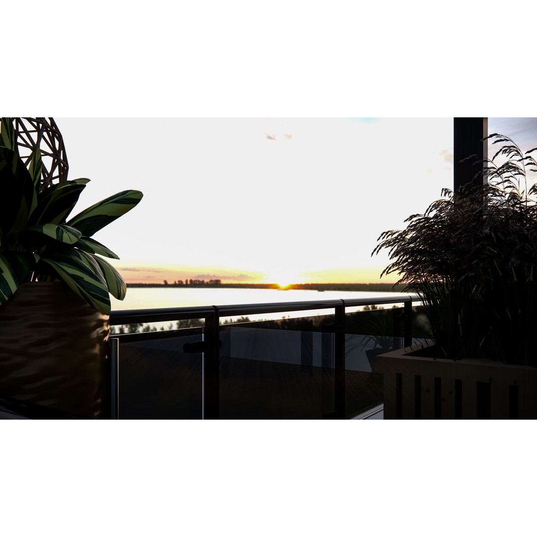 Rooftop Pergola Lounge 3D Model – Modern Design with Realistic Details, FBX, OBJ - View 9
