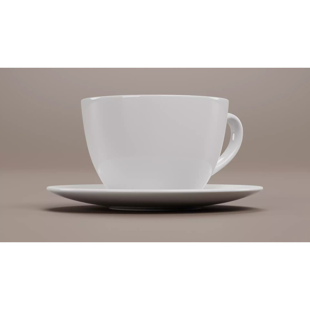 Coffee Cup 3D Model – Realistic Beverage Dishware, Blender - View 3