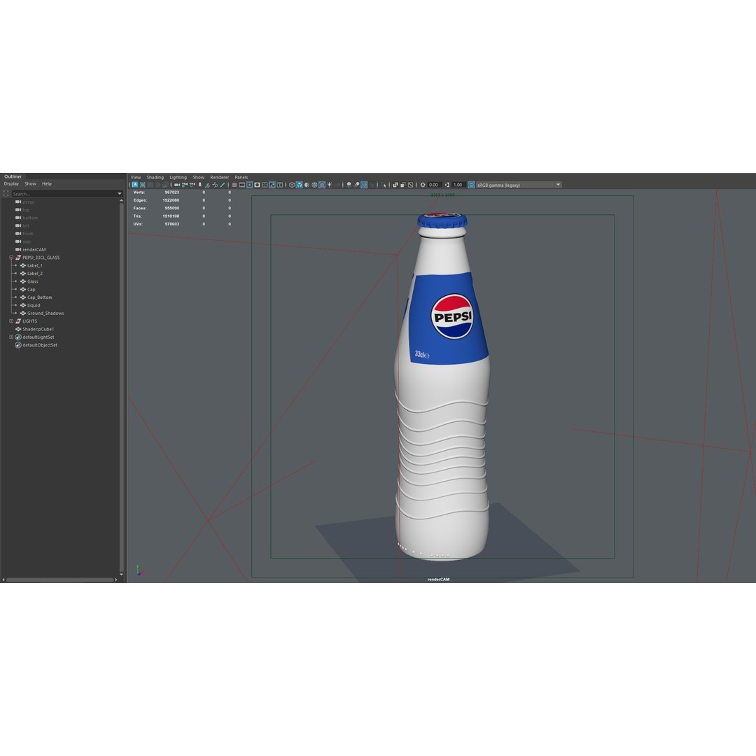 Pepsi Soda Bottle 3D Model – High Poly Beverage Asset, FBX, OBJ
