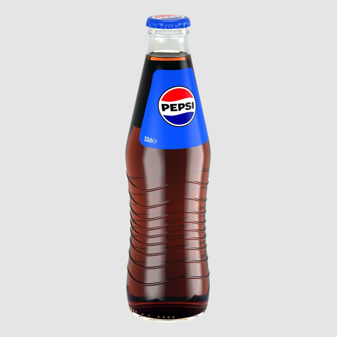Pepsi Soda Bottle 3D Model – High Poly Beverage Asset, FBX, OBJ - View 3