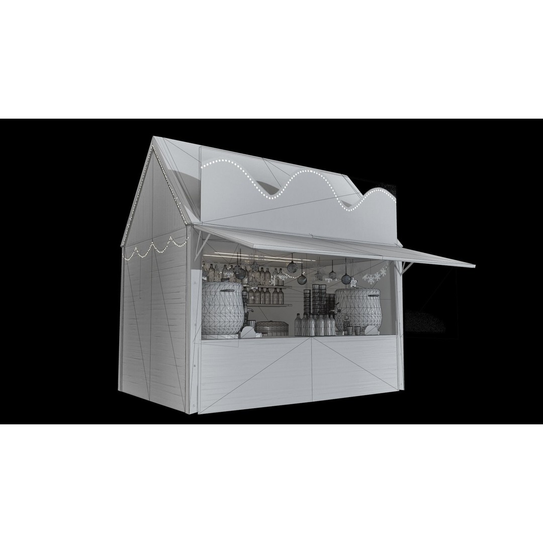 Christmas Mini Market 3D Model – Low Poly Architectural Set, FBX