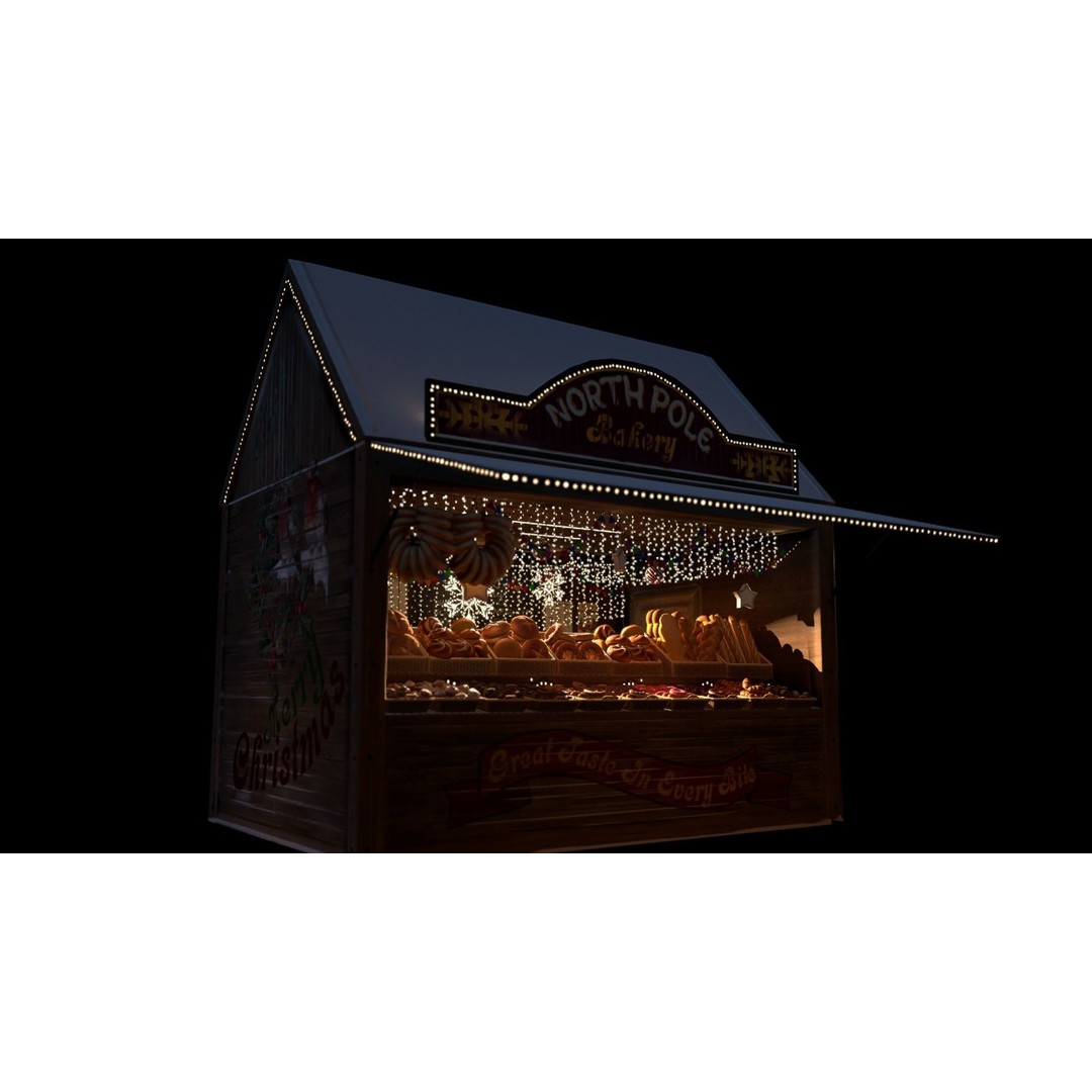 Christmas Mini Market 3D Model – Low Poly Architectural Set, FBX - View 12