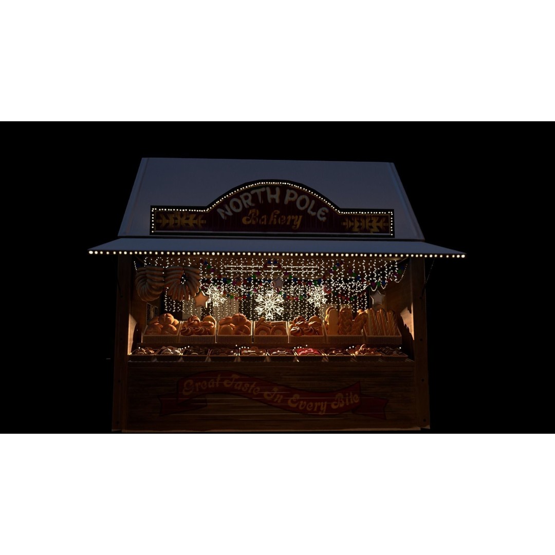 Christmas Mini Market 3D Model – Low Poly Architectural Set, FBX - View 13