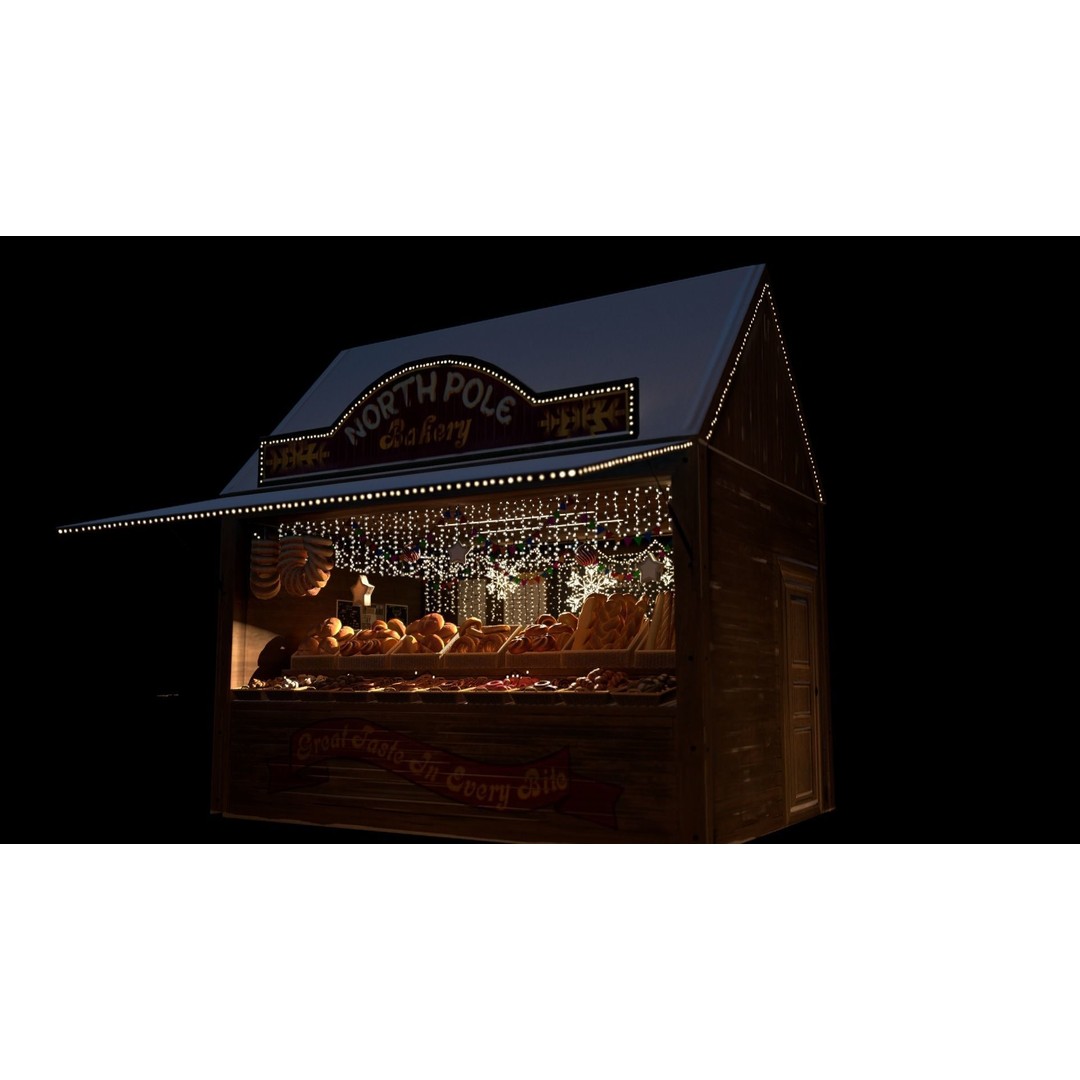 Christmas Mini Market 3D Model – Low Poly Architectural Set, FBX - View 14