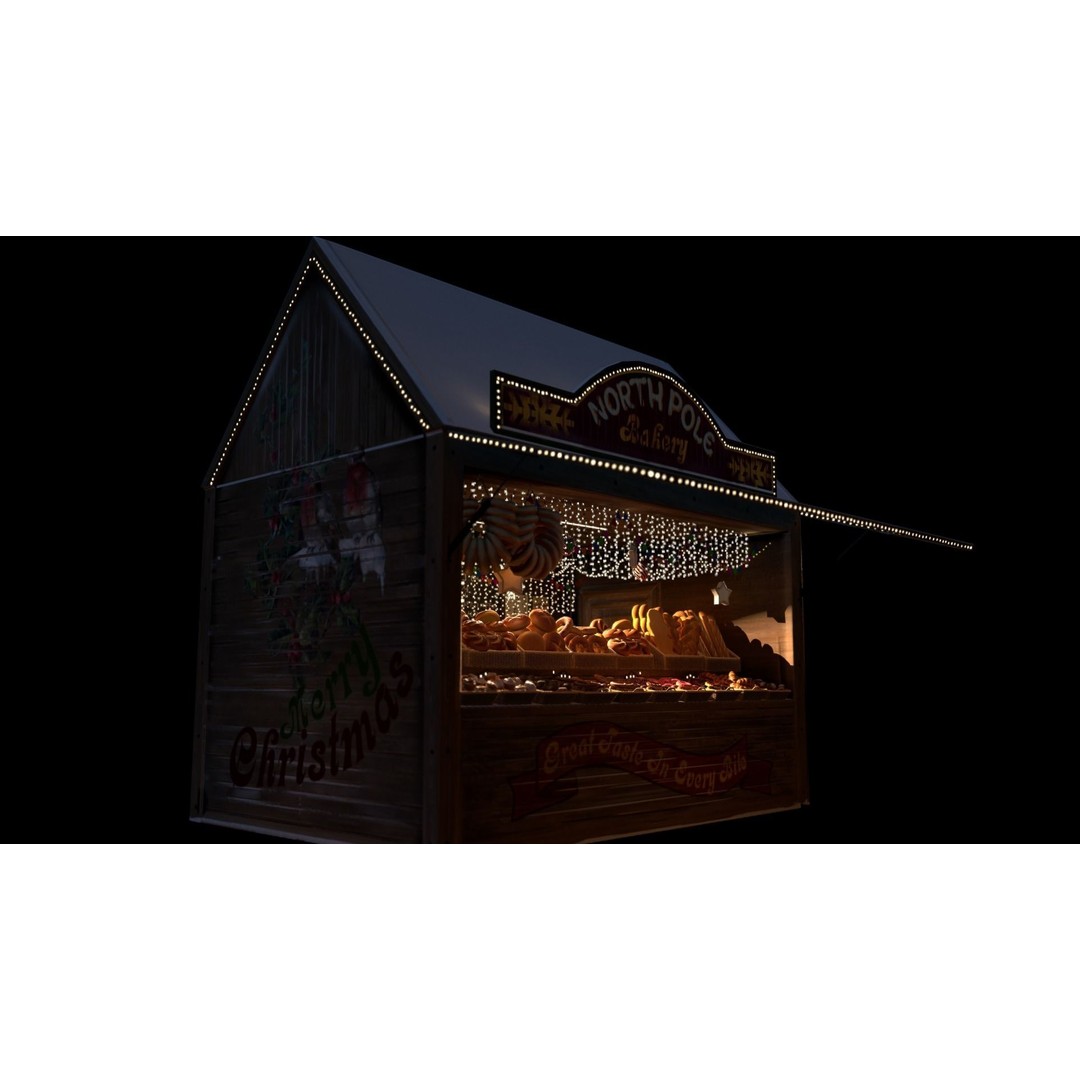 Christmas Mini Market 3D Model – Low Poly Architectural Set, FBX - View 15