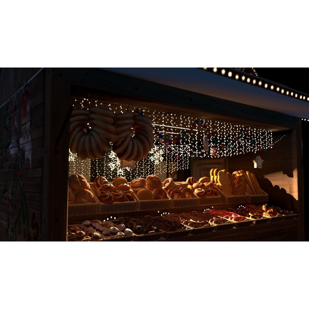 Christmas Mini Market 3D Model – Low Poly Architectural Set, FBX - View 16