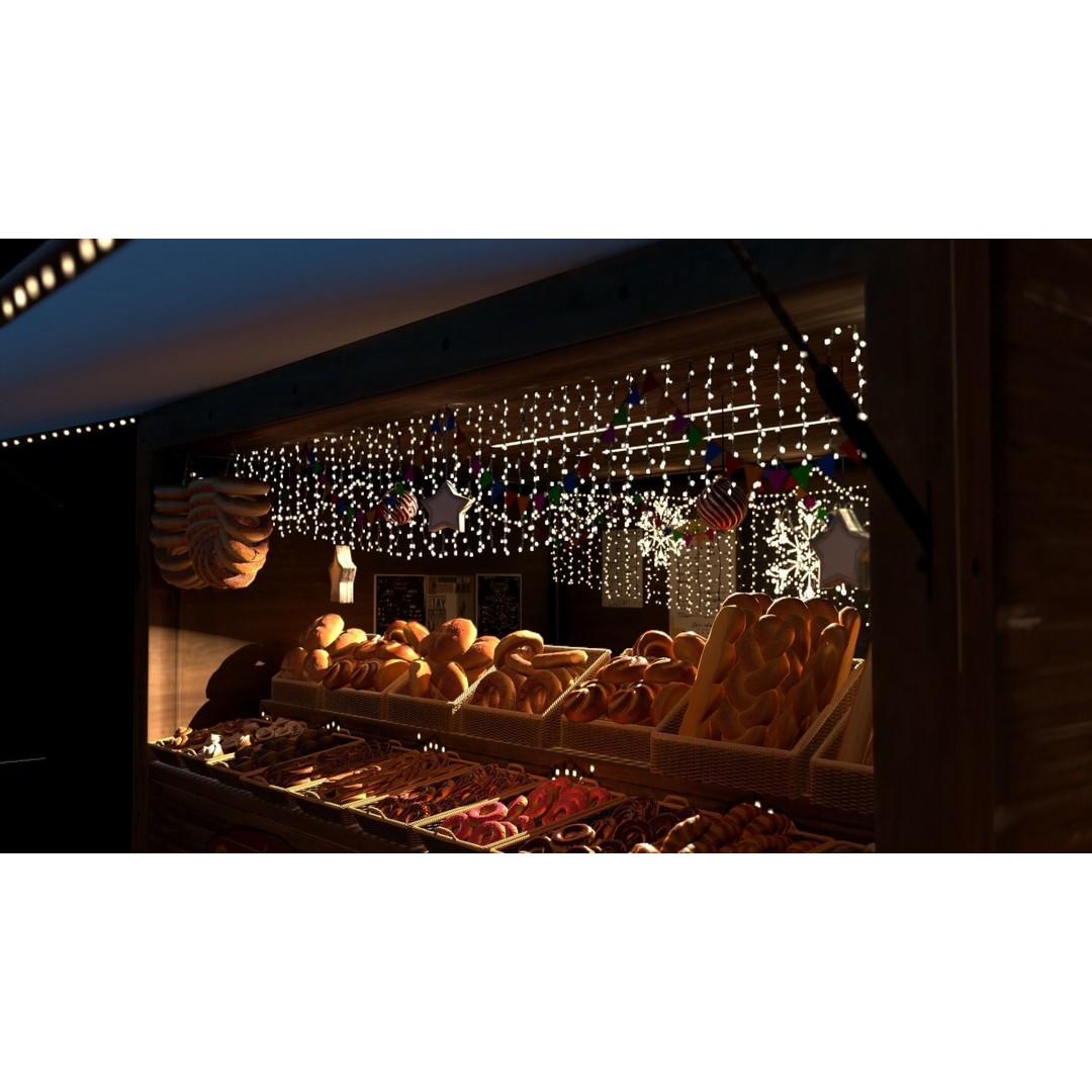 Christmas Mini Market 3D Model – Low Poly Architectural Set, FBX - View 17