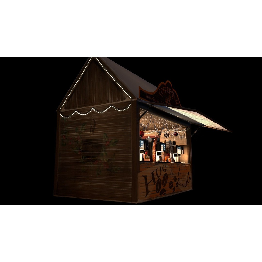 Christmas Mini Market 3D Model – Low Poly Architectural Set, FBX - View 21