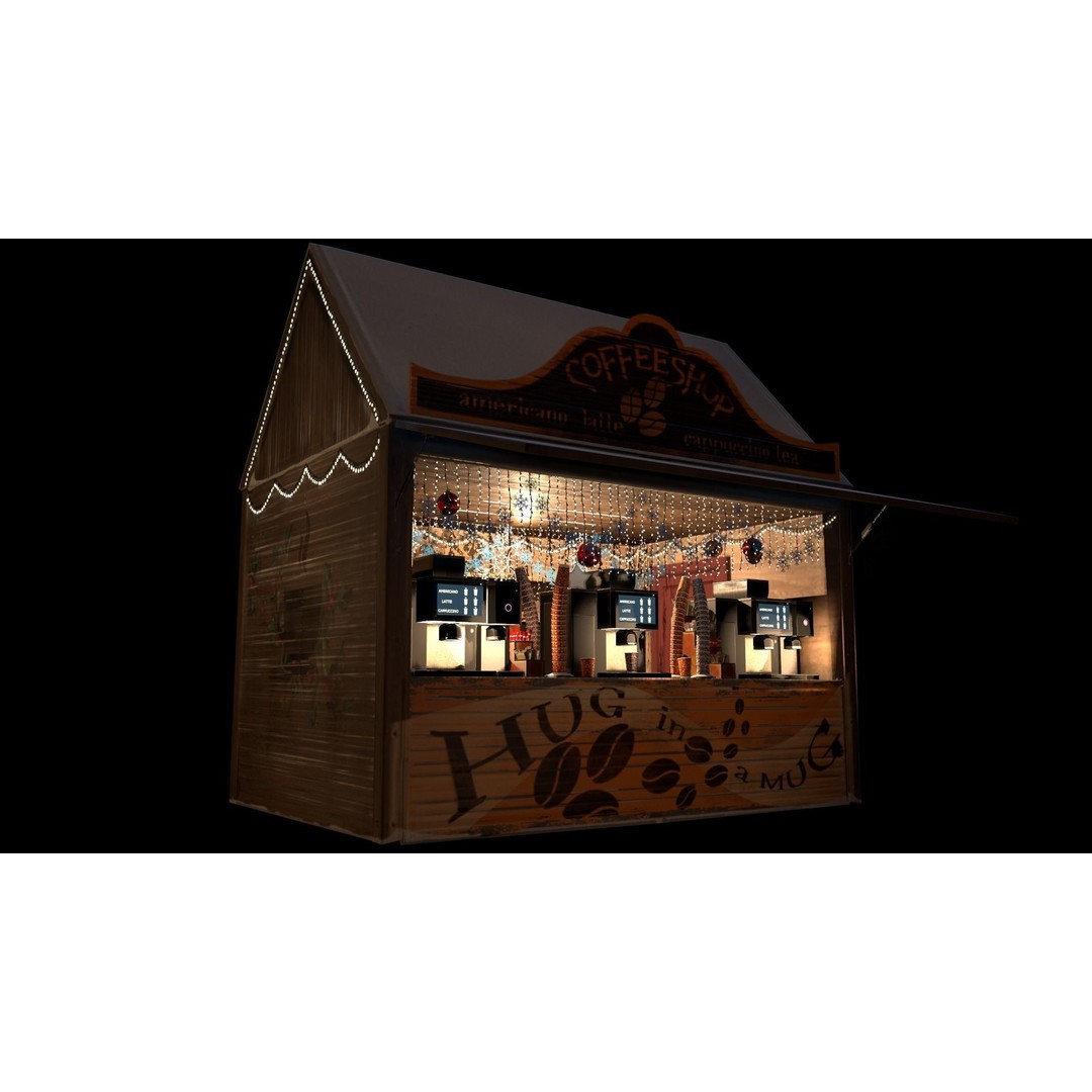 Christmas Mini Market 3D Model – Low Poly Architectural Set, FBX - View 22