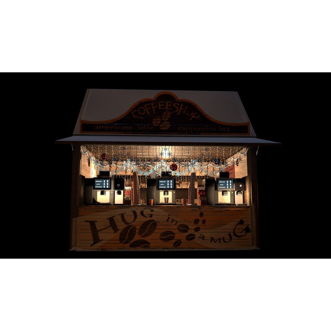 Christmas Mini Market 3D Model – Low Poly Architectural Set, FBX - View 23
