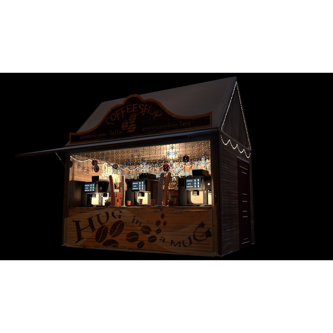 Christmas Mini Market 3D Model – Low Poly Architectural Set, FBX - View 24