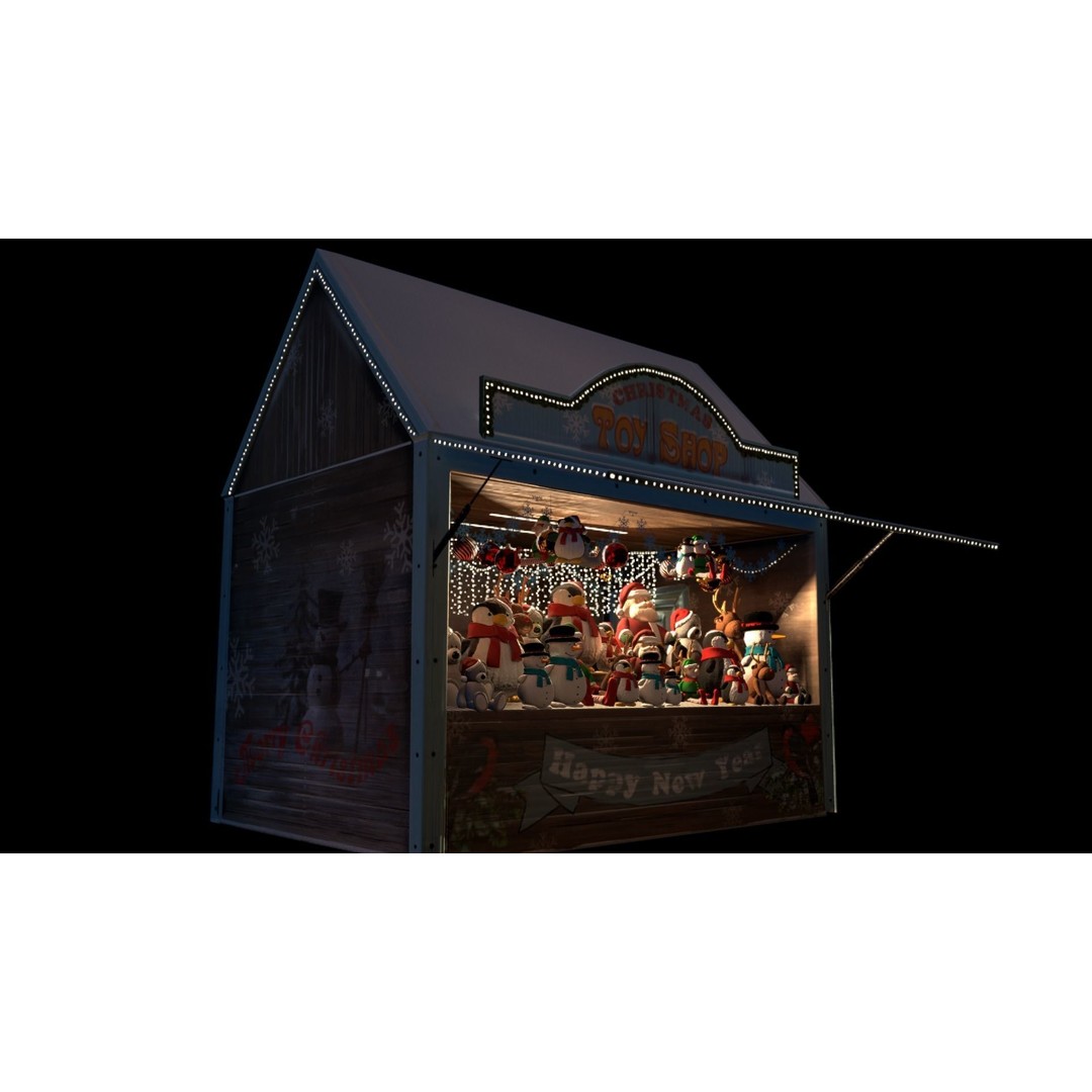 Christmas Mini Market 3D Model – Low Poly Architectural Set, FBX - View 27
