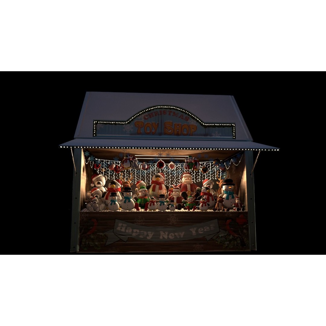 Christmas Mini Market 3D Model – Low Poly Architectural Set, FBX - View 28
