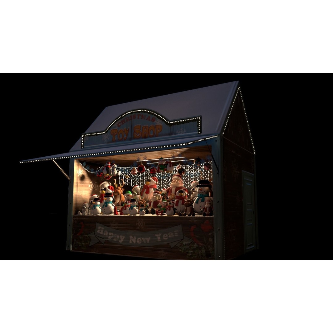 Christmas Mini Market 3D Model – Low Poly Architectural Set, FBX - View 29