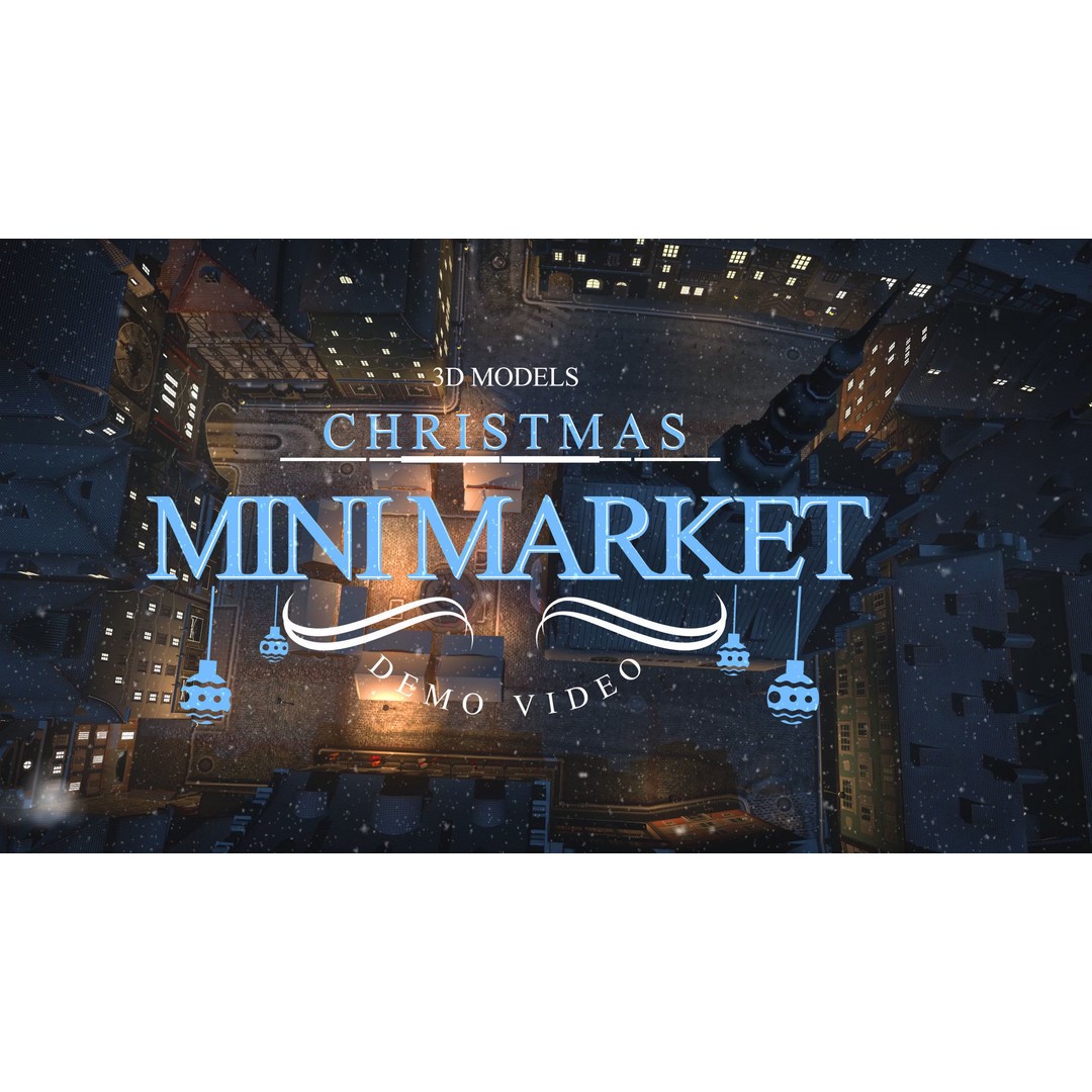 Christmas Mini Market 3D Model – Low Poly Architectural Set, FBX - View 3
