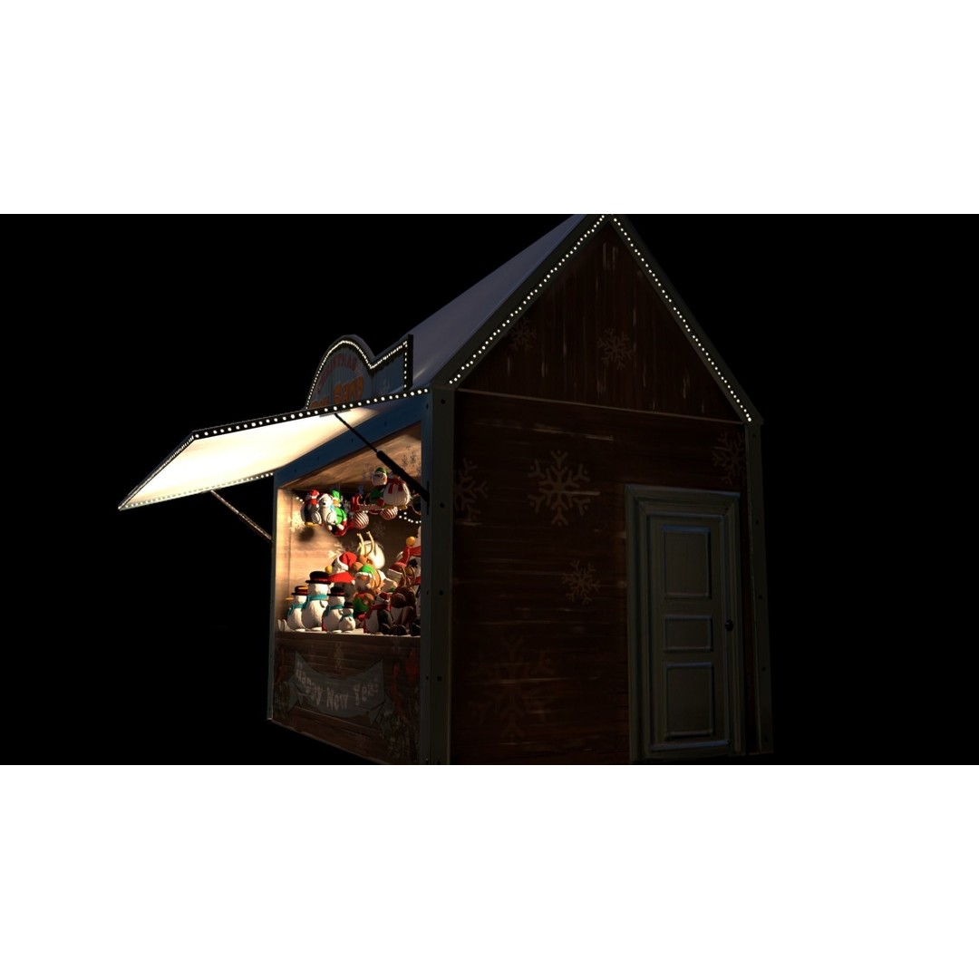Christmas Mini Market 3D Model – Low Poly Architectural Set, FBX - View 30